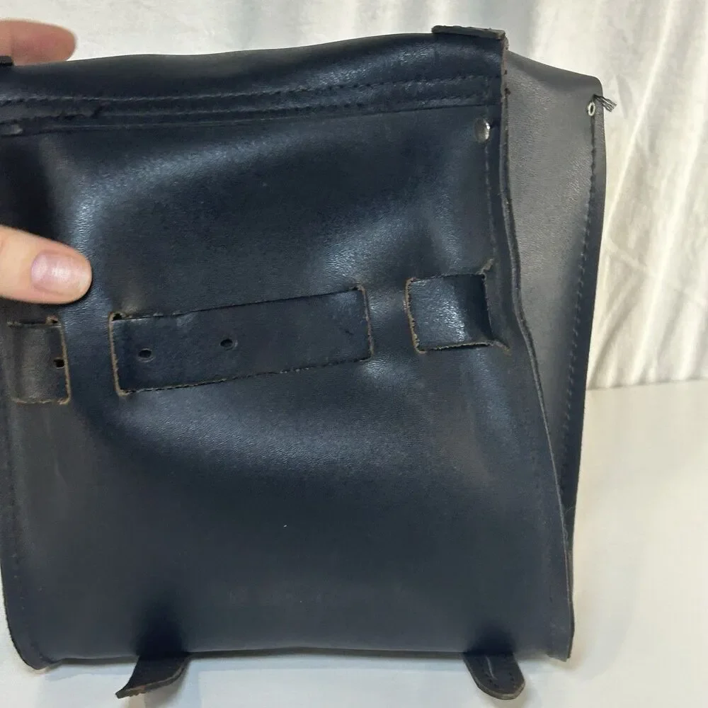 Unbranded Black Leather Double Buckle Saddlebag Motorcycle